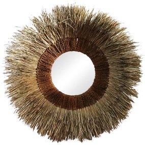 Καθρέπτης Bigile Inart pandanus σε φυσικό χρώμα Φ130x7εκ Υλικό: PANDANUS 339-000028