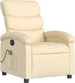 vidaXL Πολυθρόνα Μασάζ Ανακλινόμενη Ηλεκτρική Κρεμ Υφασμάτινη