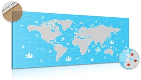 Εικόνα στον παγκόσμιο χάρτη του ουρανού από φελλό - 120x60  wooden