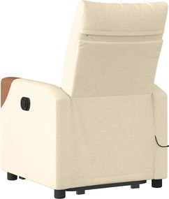 vidaXL Πολυθρόνα Μασάζ Ηλεκ. Ανακλινόμενη με Ανύψωση Κρεμ Υφασμάτινη