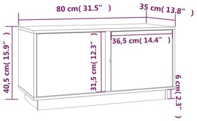 Έπιπλο Τηλεόρασης Μαύρο 80x35x40,5 εκ. από Μασίφ Ξύλο Πεύκου - Μαύρο