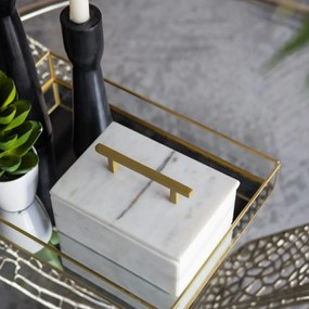 Artekko Marble Box Κοσμηματοθήκη Κουτί Διακοσμητικό Μάρμαρο Μέταλλο Λευκό Χρυσό (18x12.5x11)cm