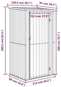 ΑΠΟΘΗΚΗ ΚΗΠΟΥ ΓΚΡΙ 118,5 X 97 X 209,5 ΕΚ. ΓΑΛΒΑΝΙΣΜΕΝΟ ΑΤΣΑΛΙ 150900