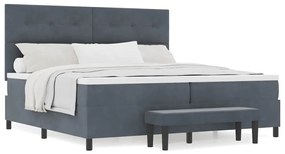 vidaXL Κρεβάτι με ελατήρια με στρώμα Σκούρο γκρι 200 x 200 cm Βελούδο