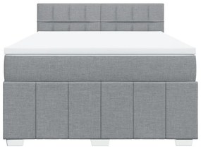 vidaXL Κρεβάτι Boxspring με Στρώμα Ανοιχτό Γκρι 140x190 εκ. Υφασμάτινο