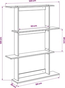 vidaXL Ράφι Τοίχου Λευκό 100 x 20 x 126 εκ. Επεξεργασμένο Ξύλο