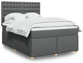 vidaXL Κρεβάτι Boxspring με Στρώμα Σκούρο Γκρι 140x190 εκ. Υφασμάτινο