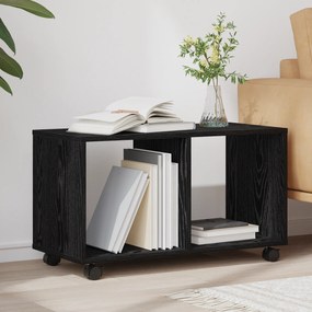 vidaXL Τραπέζι με Ρόδες Μαύρη Δρυς 72x33x42,5 εκ Κατασκευασμένη Ξυλεία