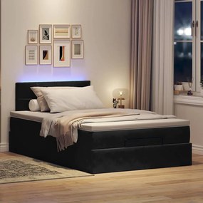 ΟΘΩΜΑΝΙΚΟ ΚΡΕΒΑΤΙ ΜΕ ΣΤΡΩΜΑ &amp; LEDS ΜΑΥΡΟ 120X190CM VELVET 3312610