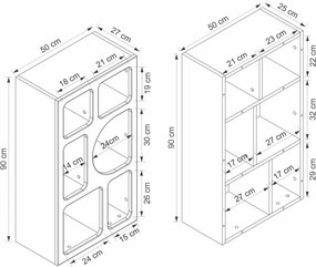 Βιβλιοθήκη Λευκό CLADREL 50x27x90