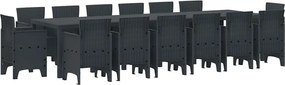 vidaXL Σέτ φαγητού για κήπο 15 pcs Ανθρακί Rattan Polt