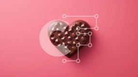 Intra Συλλεκτικό Ξύλινο Παζλ Plywood  4mm - Μπάρα σοκολάτας σε σχήμα καρδιάς σε ροζ φόντο Σε Ξύλινο Κουτί - Διαστάσεις Puzzle: 10x10 cm – 25 κομμάτια