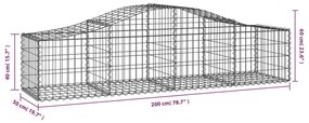 Συρματοκιβώτια Τοξωτά 7 τεμ. 200x50x40/60 εκ. Γαλβαν. Ατσάλι - Ασήμι