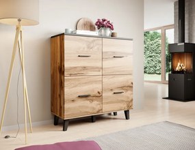 Chest of drawers LOTTA 110 (4D) woatan oak/black DIOMMI CAMA-LOTTA-KOMODA-110-4D-DWO/CZ