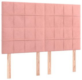 vidaXL Κρεβάτι Boxspring με Στρώμα &amp; LED Ροζ 140x190 εκ. Βελούδινο