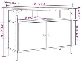 Ντουλάπι Νιπτήρα Μπάνιου Καφέ Δρυς 80x30x60 εκ. Επεξ. Ξύλο - Καφέ