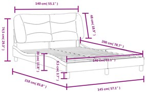 Σκελετός Κρεβατιού Χωρίς Στρώμα Αν. Γκρι 140x200 εκ.Υφασμάτινο - Γκρι