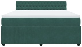 Κρεβάτι Boxspring με Στρώμα Σκούρο Πράσινο 180x200εκ. Βελούδινο - Πράσινο