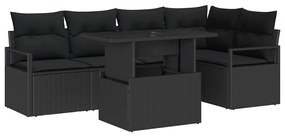 vidaXL Σετ Καναπέ Κήπου με μαξιλάρι 6 pcs Μαύρο 100 x 55 x 73 εκ