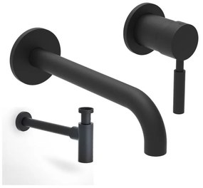 La Torre New Tech Black Matt 12208-400 Μπαταρία Νιπτήρος Εντοιχισμού 2 Οπών+Σιφών