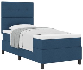 vidaXL Κρεβάτι με βάση κουτιού και στρώμα μπλε 90x200 cm Ύφασμα