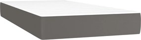 vidaXL Κρεβάτι Boxspring με Στρώμα Γκρι 200x200 εκ. Συνθετικό Δέρμα