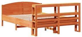 vidaXL Σκελετός Κρεβ. Χωρίς Στρώμα Καφέ Κεριού 135x190 εκ Μασίφ Πεύκο