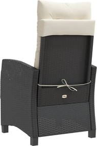 vidaXL Πολυθρόνες Κήπου Ανακλ/νες 2 τεμ. Μαύρες Συνθ. Ρατάν+Μαξιλάρια