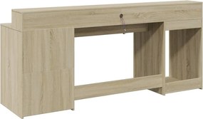 vidaXL Γραφείο με LED Sonoma δρυς 200x55x91 εκ. Επεξεργ. Ξύλο