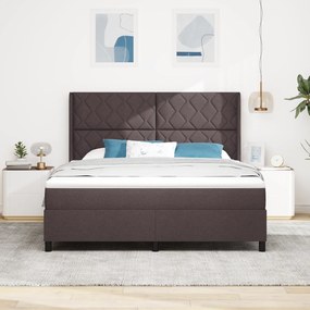 vidaXL Κρεβάτι με Στρώμα Dark Brown 180x200 εκ. Υφάσμα