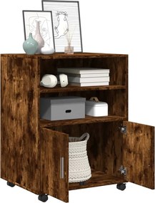 vidaXL Ντουλάπι Με Ροδάκια Καπνιστή Δρυς 60x48x81 εκ. Επεξ. Ξύλο