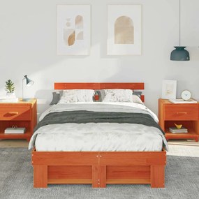 vidaXL Σκελετός Κρεβατιού Καφέ κεριού 135 x 190 cm Μασίφ ξύλο πεύκου