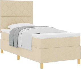 vidaXL Κρεβάτι με ελατήρια με στρώμα Κρεμ 100 x 200 cm ύφασμα