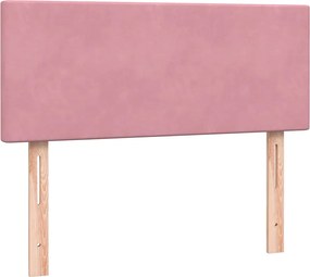 vidaXL Box Spring κρεβάτι με στρώμα ροζ 120x220 cm Βελούδινο