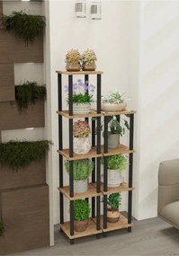 Stewehome Πολυόροφος σταντ για γλάστρες με ράφια από λευκή μελαμίνη και στοιχεία από πλαστικό moblen