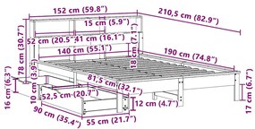 ΚΡΕΒΑΤΙ ΒΙΒΛΙΟΘΗΚΗ ΧΩΡΙΣ ΣΤΡΩΜΑ 140X190 ΕΚ ΜΑΣΙΦ ΞΥΛΟ ΠΕΥΚΟΥ 3309821