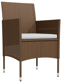 vidaXL Σετ Τραπεζαρίας Κήπου 5 Τεμαχίων Καφέ &amp; Μαύρο με Μαξιλάρια