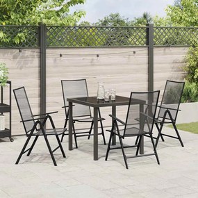 vidaXL Σέτ φαγητού για κήπο Πτυσσόμενος 5 pcs Ανθρακί Ατσάλι