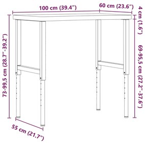 VIDAXL ΠΑΓΚΟΣ ΕΡΓΑΣΙΑΣ 100X(55-60)X(73-99,5) ΕΚ. ΑΠΟ ΜΑΣΙΦ ΞΥΛΟ ΟΞΙΑΣ 3309687