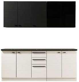 Σύνθεση Κουζίνα Claudia 200 Λευκό - Μαύρο 200x51/31x200 εκ. 200x51x200 εκ.