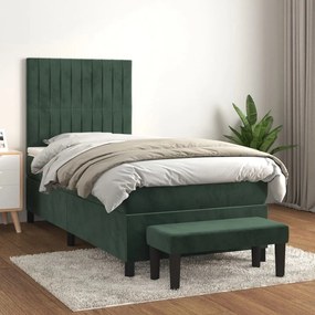 ΚΡΕΒΑΤΙ BOXSPRING ΜΕ ΣΤΡΩΜΑ ΣΚΟΥΡΟ ΠΡΑΣΙΝΟ 90X190 ΕΚ. ΒΕΛΟΥΔΙΝΟ 3137938