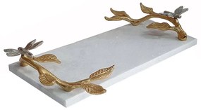 Artekko Dragonfly Δίσκος Διακοσμητικός Μαρμάρινος με Xρυσά Χερούλια