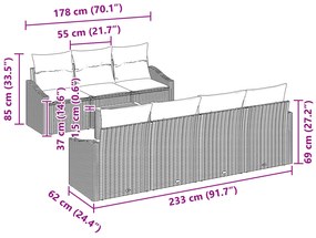 vidaXL Σετ Καναπέ 8 Τεμαχίων με Μαξιλάρια Μπεζ Πολυ Ρατάν Ακακία