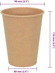 vidaXL Χάρτινα κύπελλα καφέ 1000 τεμάχια 12oz 300ml καφέ