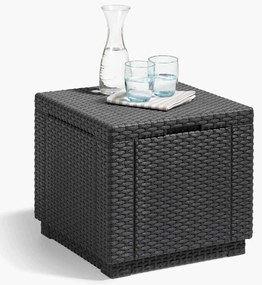 Keter Σκαμπό με Αποθηκευτικό Χώρο Cube Χρώμα Γραφίτης