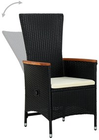 vidaXL Πολυθρόνες Εξωτερ. Χώρου 2 τεμ. Μαύρες Συνθ. Ρατάν με Μαξιλάρια