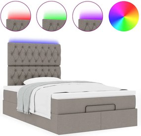 vidaXL Οθωμανικό κρεβάτι με στρώμα &amp; LEDs Taupe 120x190cm ύφασμα