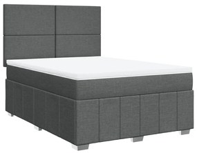 vidaXL Κρεβάτι Boxspring με Στρώμα Σκούρο Γκρι 140x190 εκ. Υφασμάτινο