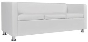 vidaXL Καναπές Τριθέσιος Λευκός από Συνθετικό Δέρμα