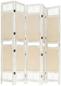 vidaXL Διαχωριστικό Δωματίου με 5 Πάνελ Κρεμ 175 x 165 εκ. Υφασμάτινο